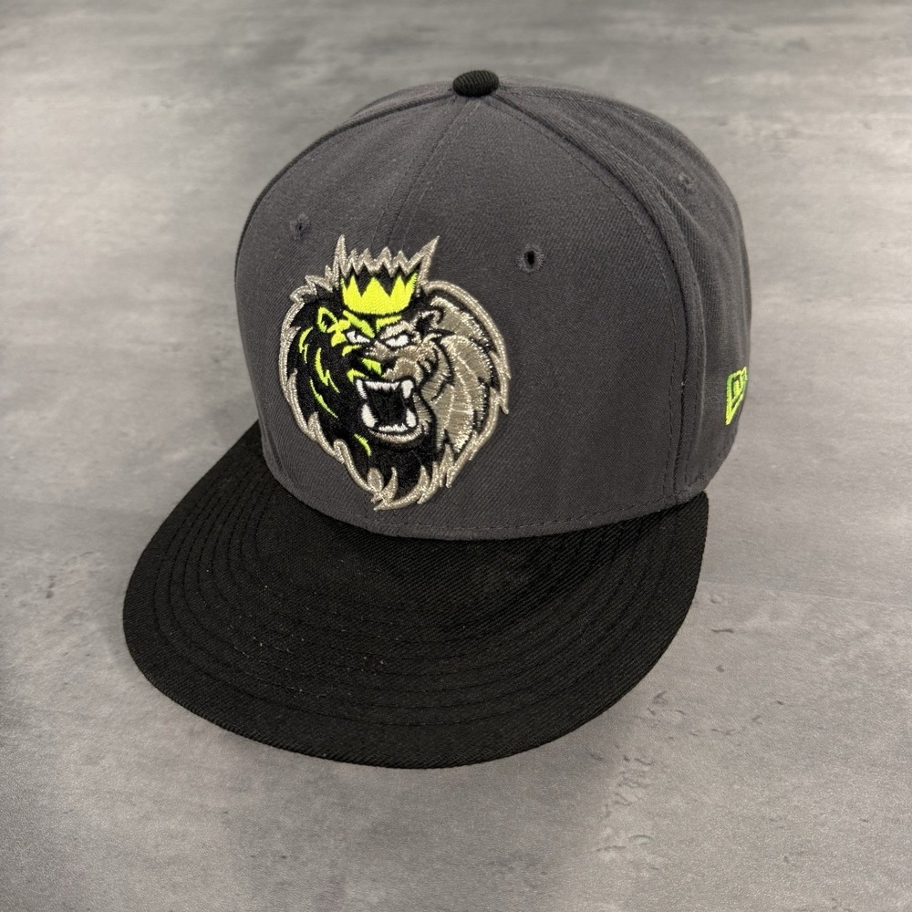 Vintage Manchester Monarchs Hat New Era Cap 7 1/4 Silver Gray Neon Wool AHL ECHL